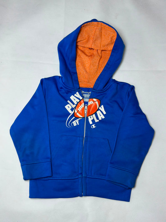 Preloved Champion Royal Blue Football "PLAY BY PLAY" Full-Zip Hoodie