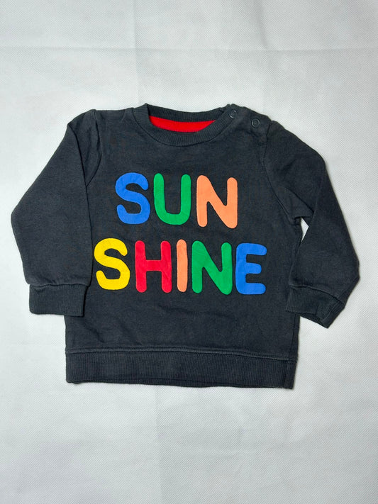 Preloved Dark Grey Colorful "SUNSHINE" Shoulder Snap Crewneck Sweatshirt