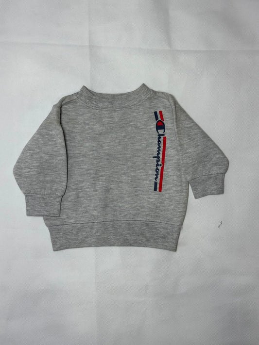 Preloved Champion Heather Grey Vertical Script Logo Crewneck Sweatshirt