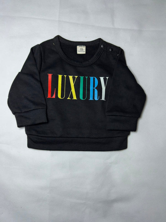 Preloved SHEIN Baby Black "LUXURY" Multicolor Letter Print Sweatshirt