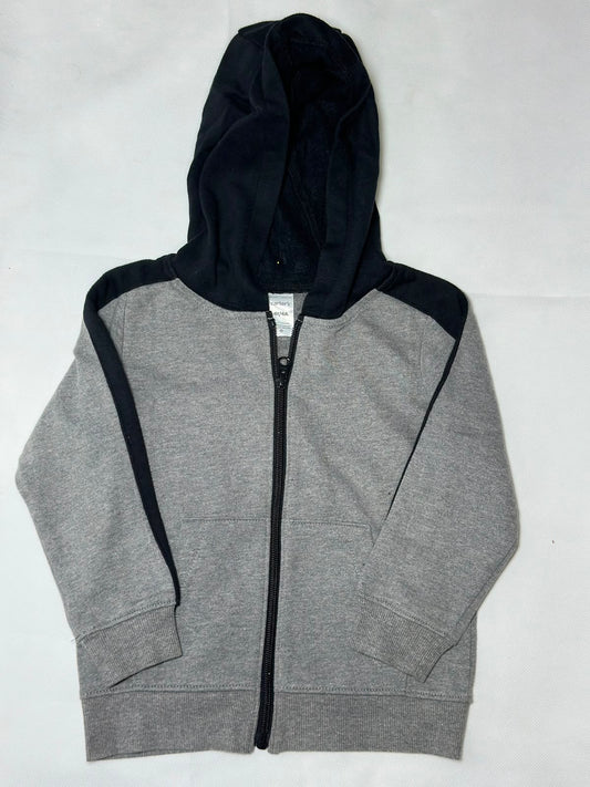 Preloved Carter's Heather Grey & Black Colorblock Full-Zip Fleece Hoodie