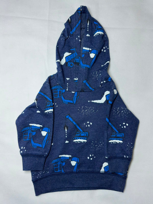 Preloved Navy Blue Construction Trucks All-Over Print Fleece Hoodie