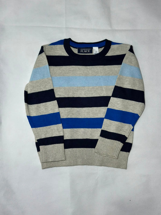 Preloved The Children's Place Blue & Grey Multi-Striped Knit Crewneck Sweater
