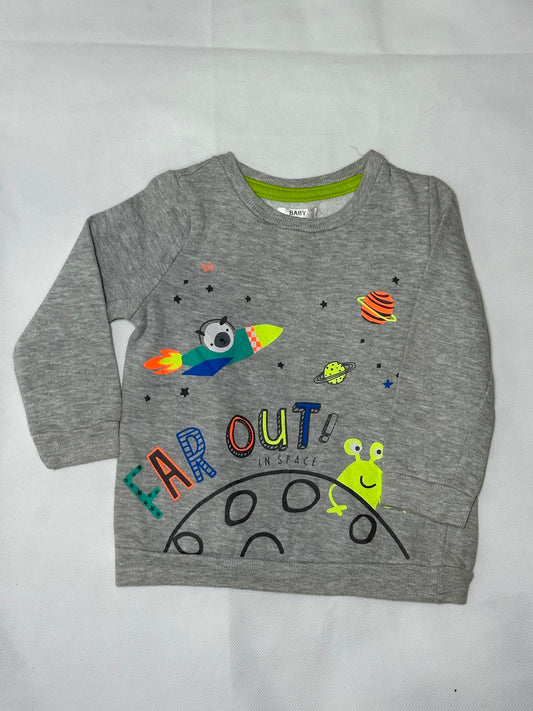 Preloved Heather Grey  Outer Space Graphic Crewneck Sweatshirt