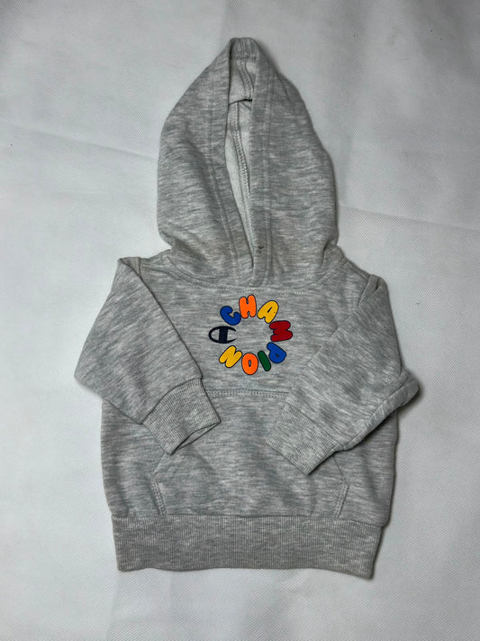 Preloved Champion Grey Heather Circular Rainbow Logo Fleece Hoodie
