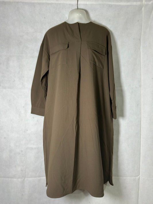 Preloved Coffee Brown Utility Front-Pocket Long Tunic Dress
