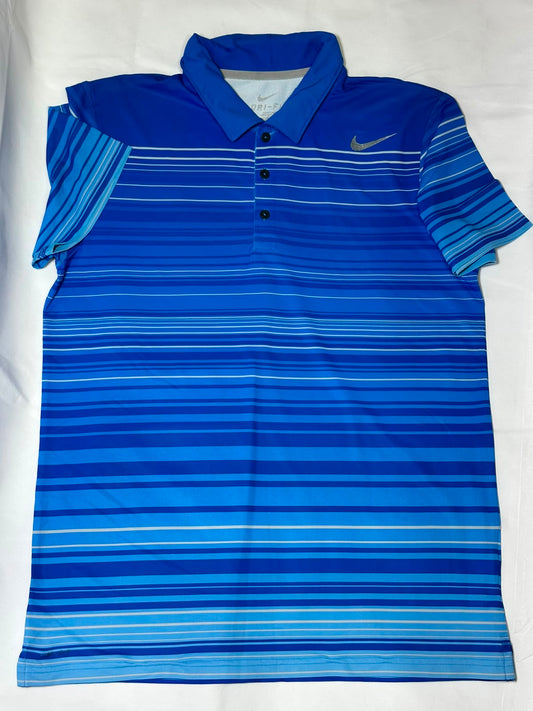 Preloved Nike Dri-FIT Men's Striped Performance Golf Polo Shirt
