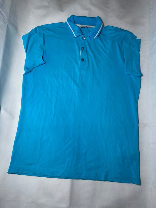 Preloved Men's Cyan Blue Athletic Performance Polo Shirt