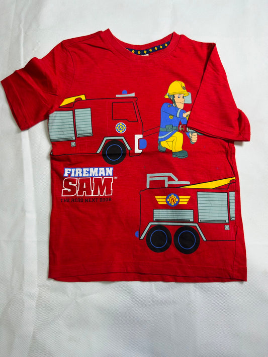 Preloved Fireman Sam "The Hero Next Door" Bright Red Graphic Short Sleeve T-Shirt
