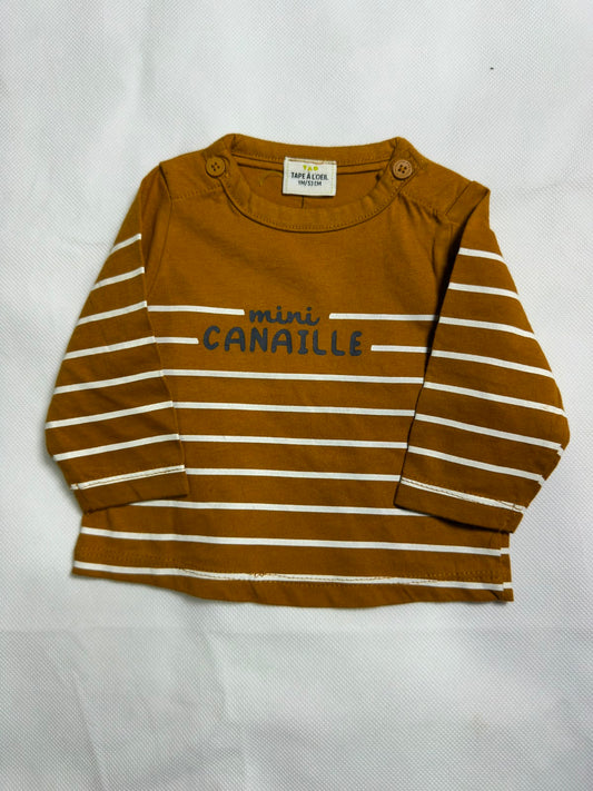 Preloved Tape à l'œil Baby Mustard Yellow Striped Long Sleeve Graphic Top