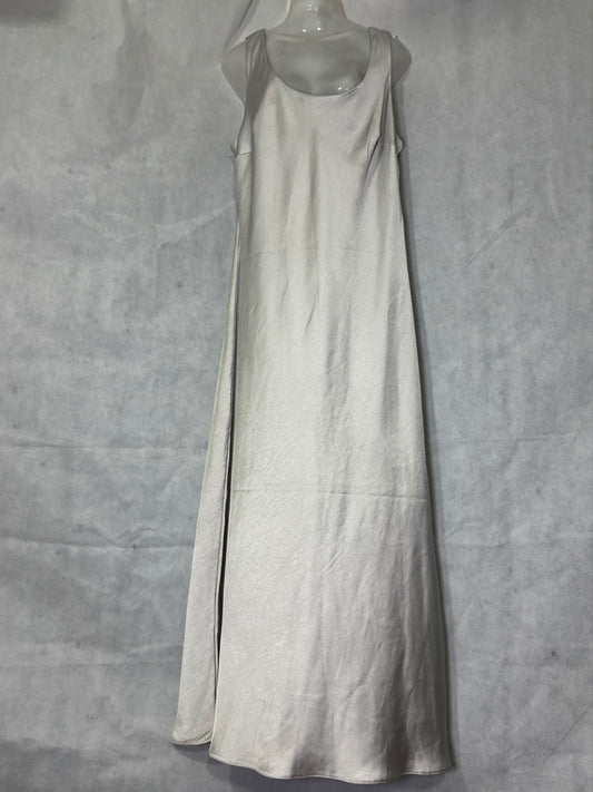Preloved Champagne Silver Satin Scoop Neck Sleeveless Slip Maxi Dress