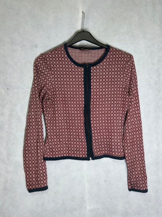 Preloved Review Australia Geometric Lattice Zip-Front Cardigan