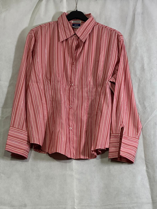 Preloved DCC Missy Pink & White Metallic Stripe Button-Down Shirt