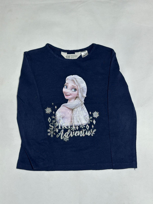 Preloved H&M x Disney Frozen Elsa "Spirit of Adventure" Navy Long Sleeve Top