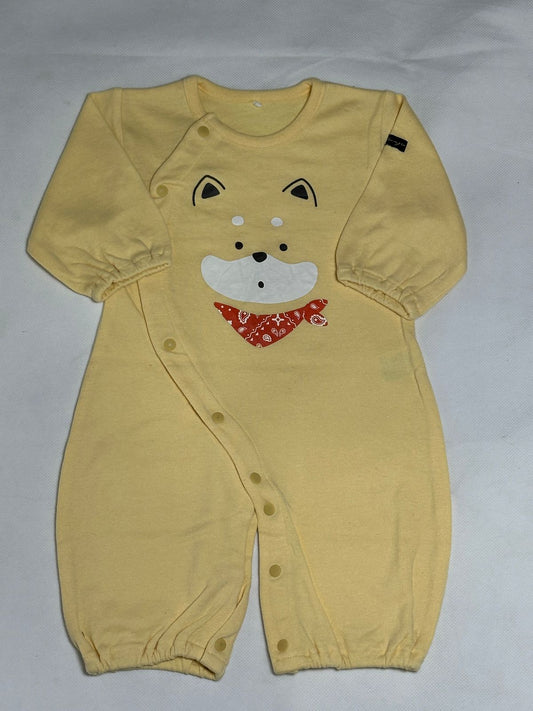 Preloved Soft Yellow Shiba Inu Dog Graphic Snap Front Onesie Romper
