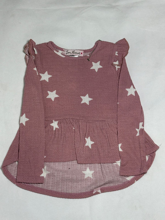 Preloved Love, Hannah Mauve Waffle Knit Star Print High-Low Tunic Top