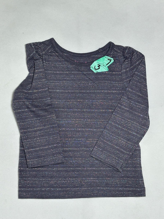Preloved Cherokee Charcoal Grey Shimmer Striped Long Sleeve Top