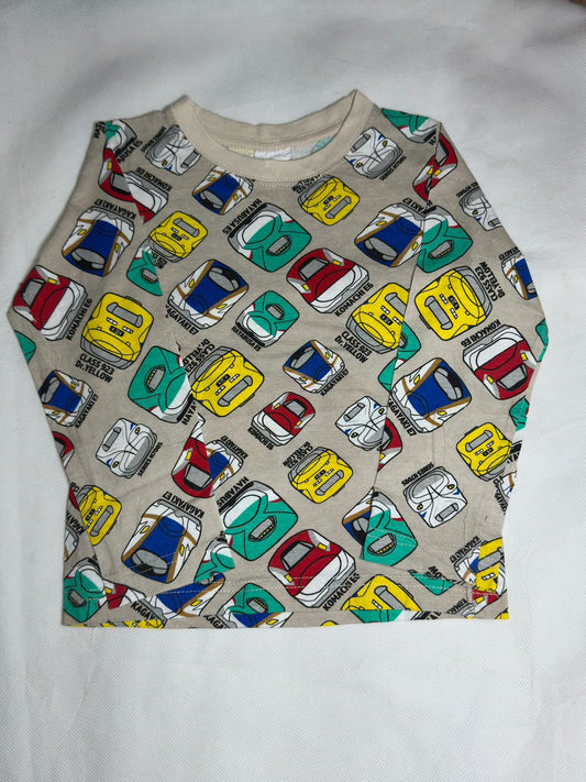 Preloved Train Garage Beige Japanese Bullet Train (Shinkansen) All-Over Print T-Shirt