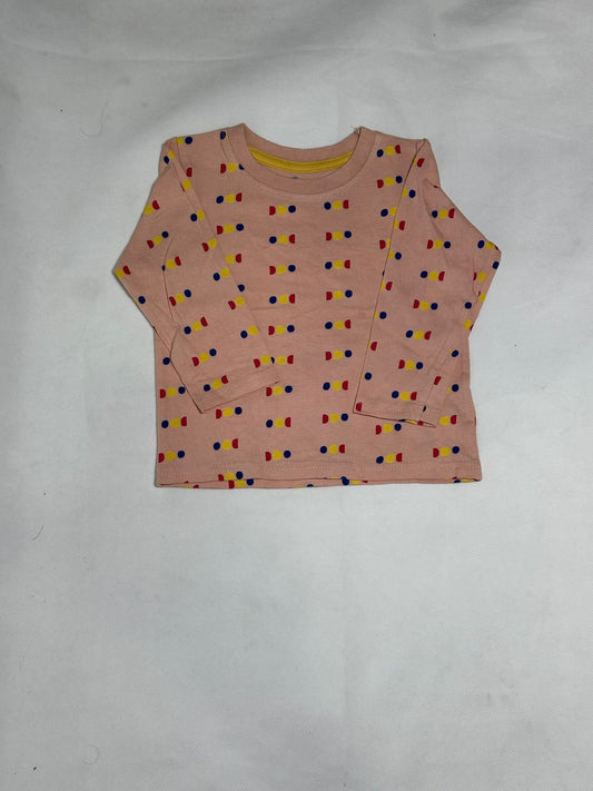 Preloved Primark Cares Dusty Pink Geometric Polka Dot Printed Long Sleeve Top