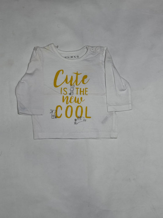 Preloved Nutmeg Baby White "Cute Is The New Cool" Slogan Long Sleeve