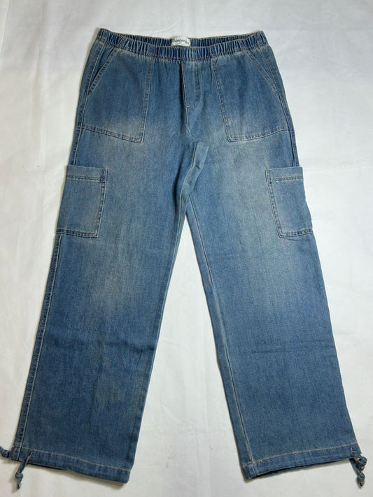 Preloved No Boundaries  Elastic-Waist Drawstring Cuffed Cargo Denim Jeans