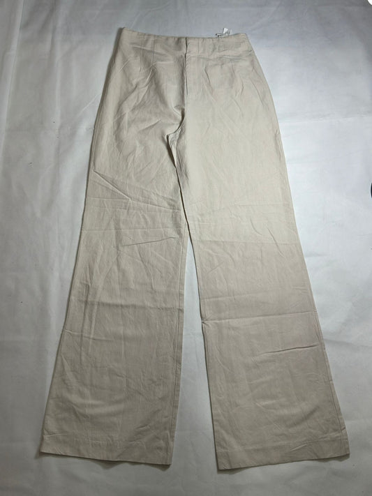 Preloved ZARA Cream / Beige High-Waisted Wide-Leg Linen-Blend Trousers