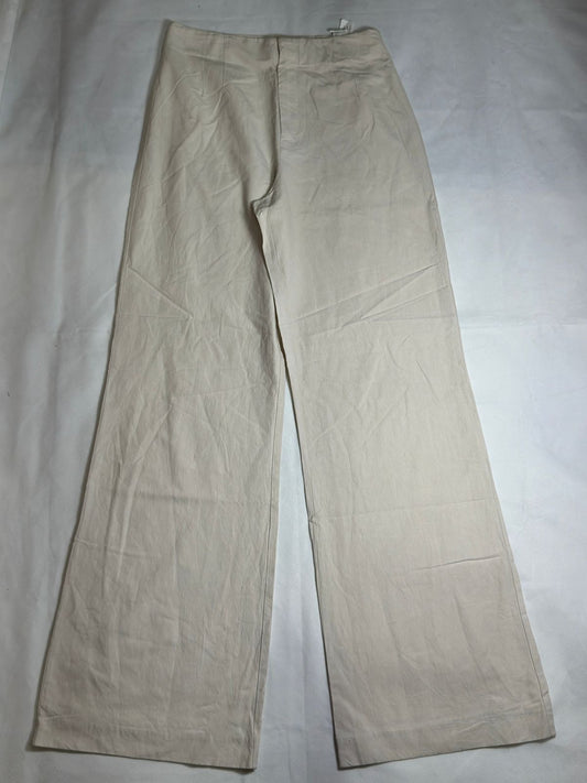 Preloved ZARA Cream / Beige High-Waisted Wide-Leg Linen-Blend Trousers