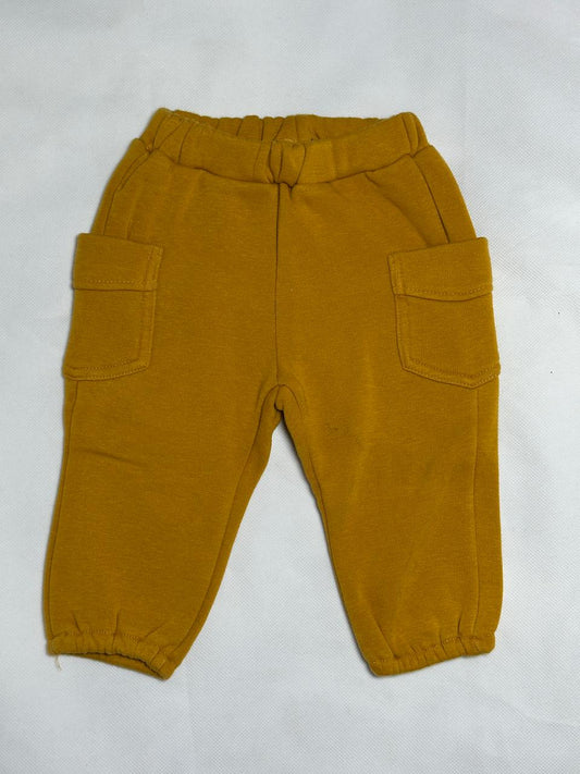 Preloved Mustard Yellow Fleece Cargo Jogger Pants