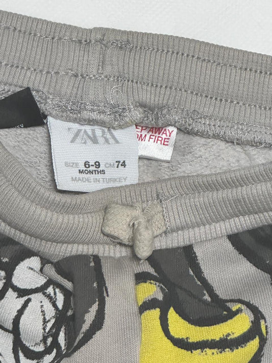 Preloved Zara Baby x Disney Mickey Mouse All-Over Graphic Grey Fleece Jogger Pants