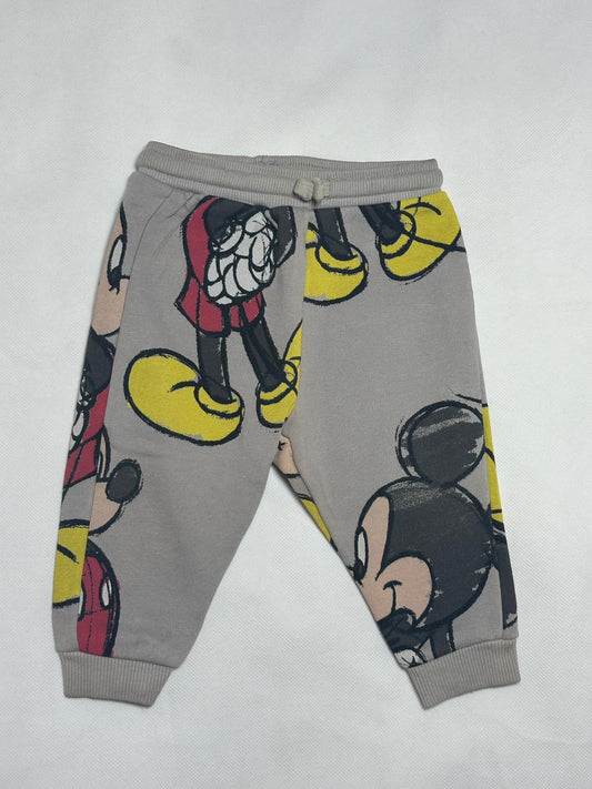Preloved Zara Baby x Disney Mickey Mouse All-Over Graphic Grey Fleece Jogger Pants