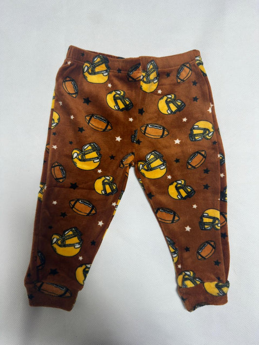 Preloved Mon Petit Brown Football & Helmet Print Plush Fleece Pajama Pants