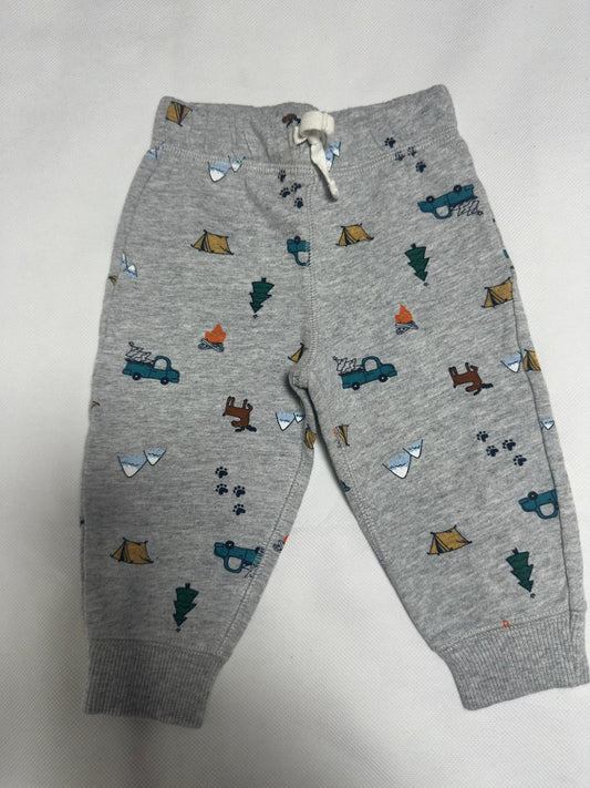Preloved Carter's Heather Grey Camping Print Drawstring Fleece Jogger Pants