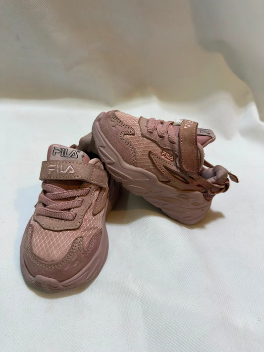 Preloved Fila Kids Chunky Dusty Pink Hook-and-Loop Strap Sneakers