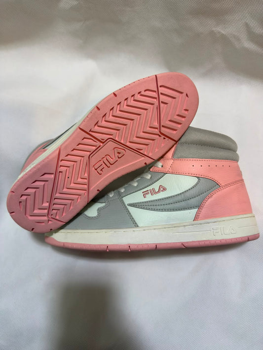 Preloved Fila Vintage High-Top Pink Grey & Off-White Retro Sneakers