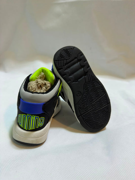 Preloved Black & Grey Neon High-Top Toddler Streetwear Sneakers