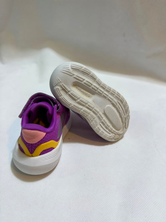 Preloved adidas Kids Runfalcon Vibrant Purple & Yellow Strap Sneakers