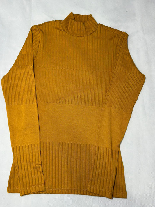 Preloved Mustard Yellow Ribbed Mock Neck Thermal Top