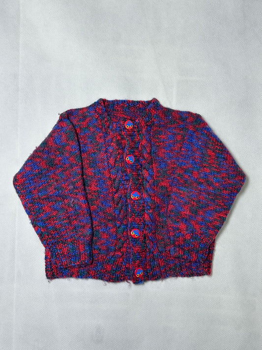 Preloved Multi-Color Space-Dye Cable-Knit Button-Front Cardigan