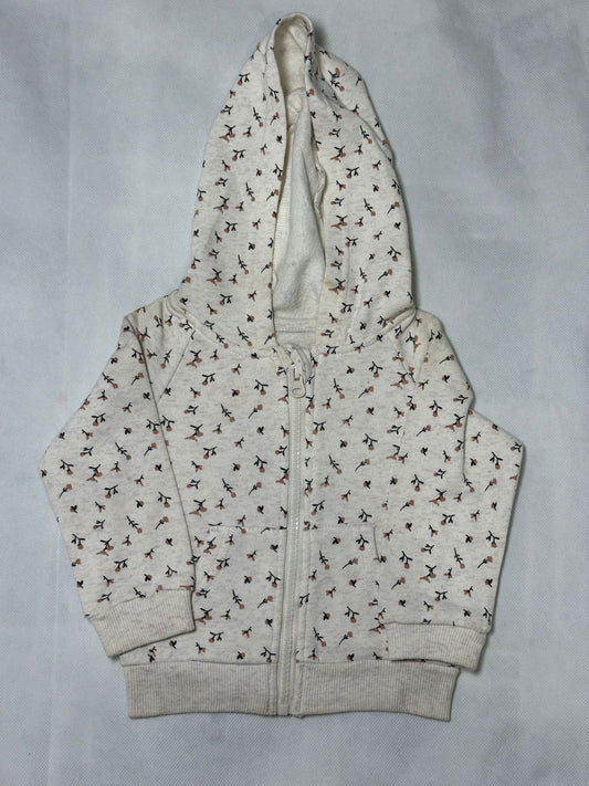 Preloved Off-White Ditsy Floral Print Full-Zip Fleece Hoodie