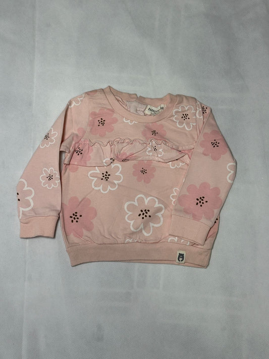 Preloved Baby Pink All-Over Floral Print Chest Ruffle Sweatshirt