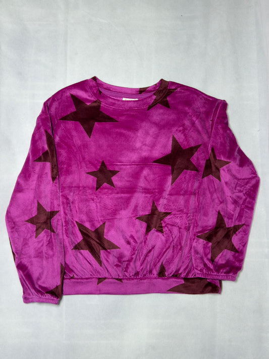 Preloved Magenta Pink & Maroon All-Over Star Print Soft Plush Velour Sweatshirt