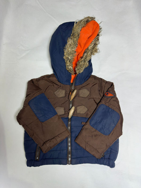 Preloved Baby Boys Fur-Trimmed Hooded Duffle Parka Jacket