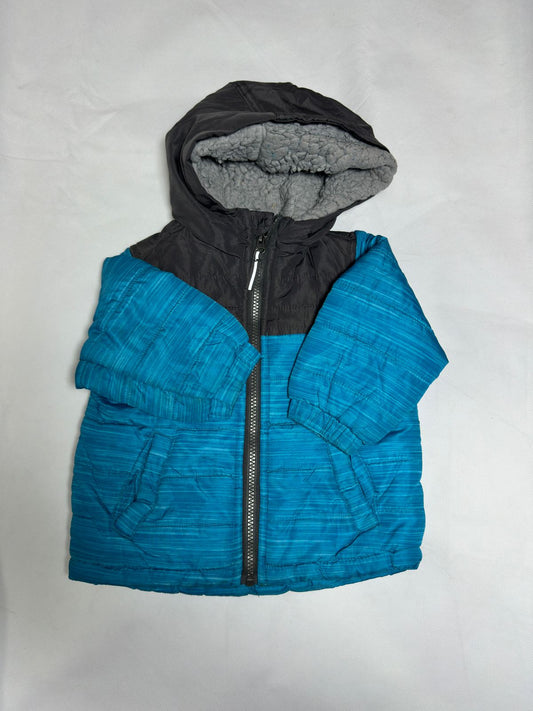 Preloved Baby Sherpa-Lined Colorblock Hooded Puffer Jacket