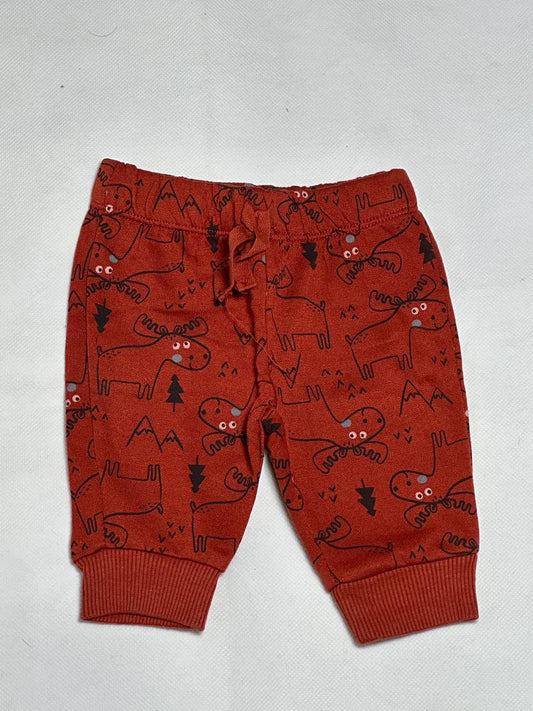 Preloved Little Ricky's Baby Rust Red Moose Printed Fleece Joggers