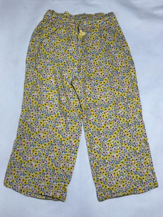 Preloved H&M Girls Yellow Floral Printed Wide-Leg Trousers