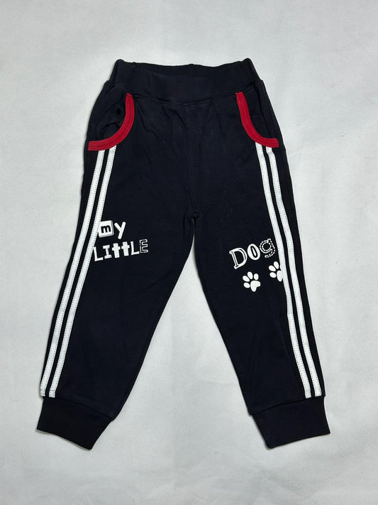 Preloved KBG Turkish Cotton Black Printed Side-Stripe Joggers