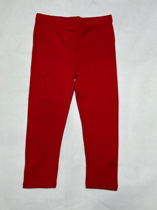 Preloved Emma & Elsa Girls Solid Red Stretch Leggings
