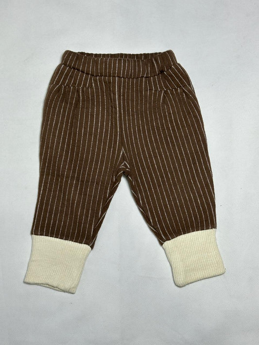 Preloved Toddler Brown Pinstripe Rib-Cuffed Warm Trousers