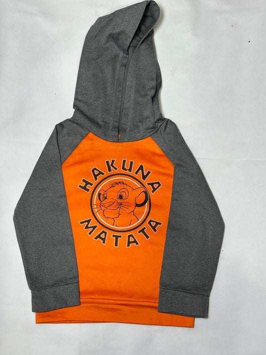Preloved Toddler Boys Grey & Orange Lion King Hakuna Matata Hoodie