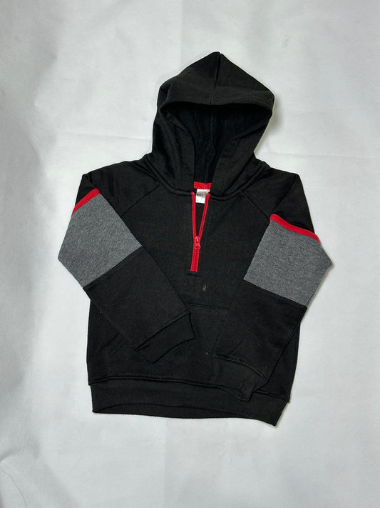 Preloved Toddler Boys Black, Grey & Red Colorblock Quarter-Zip Hoodie